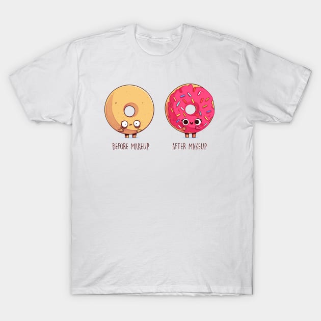 Before and After Makeup (Donut) T-Shirt by Naolito